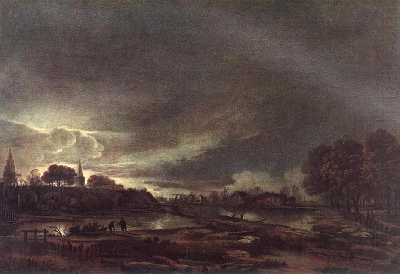 Small Town at Dusk ag, NEER, Aert van der